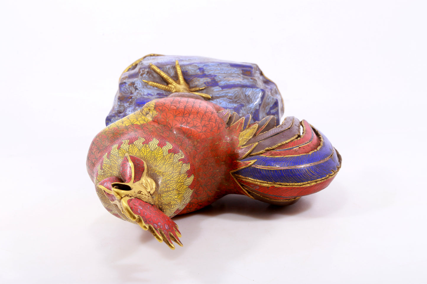 An exquisite cloisonné rooster ornament