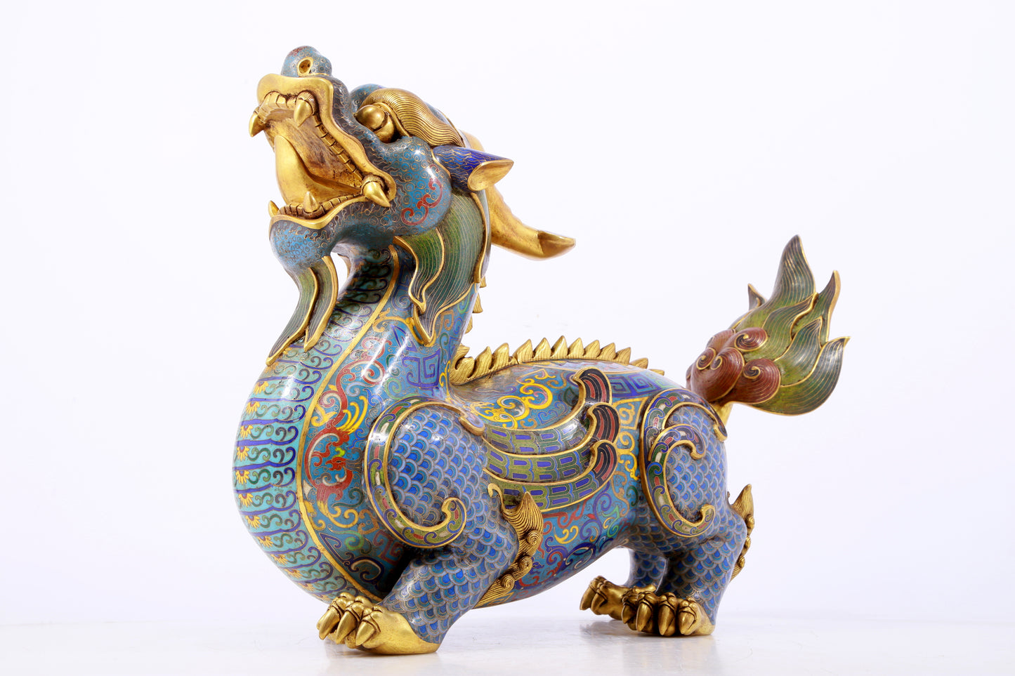 A pair of precious cloisonné unicorn ornaments