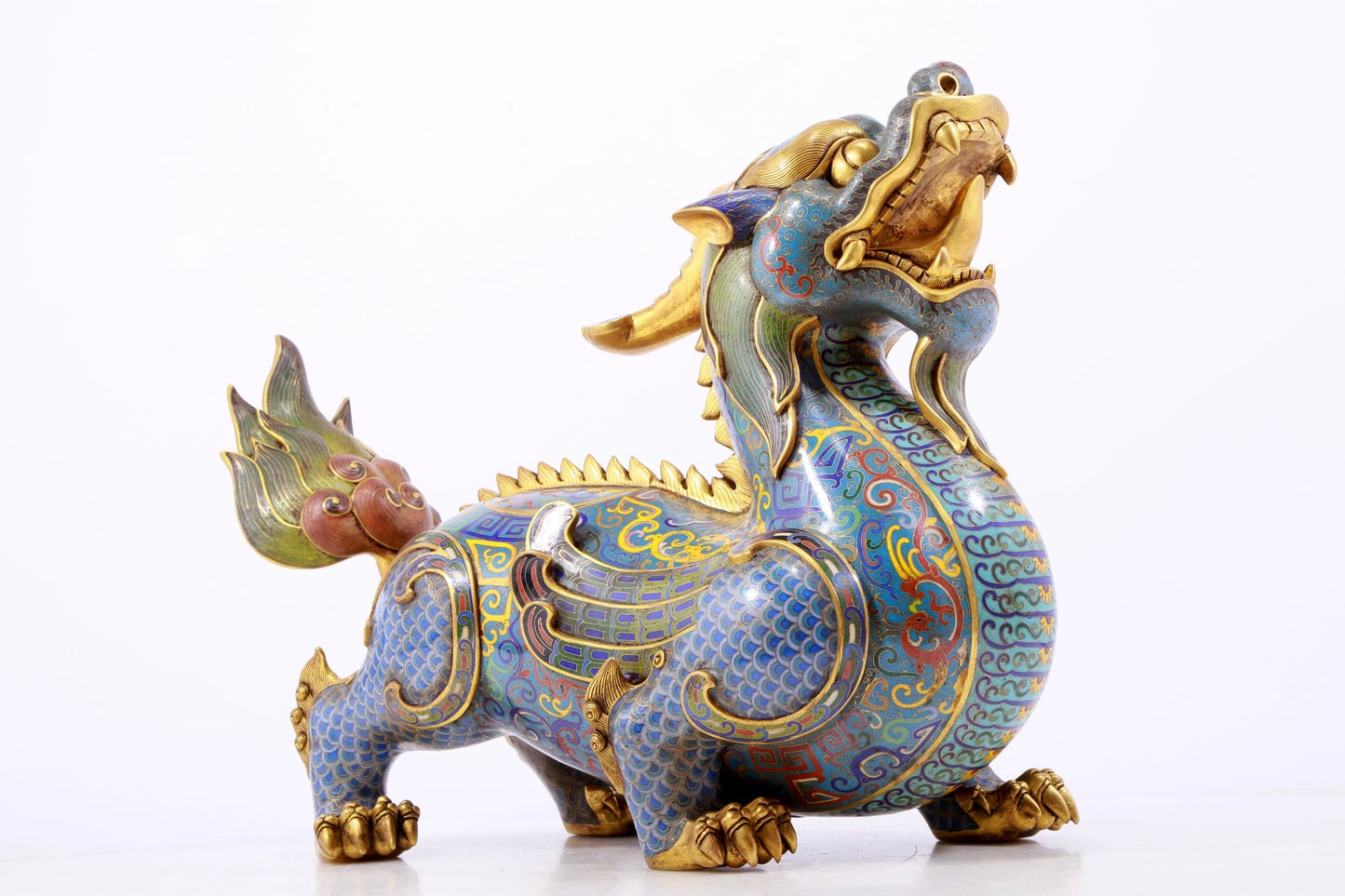 A pair of precious cloisonné unicorn ornaments