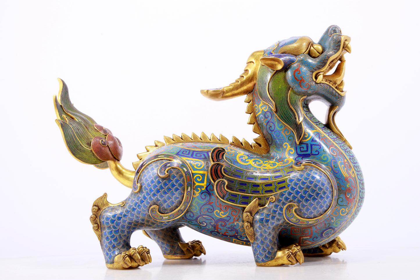 A pair of precious cloisonné unicorn ornaments