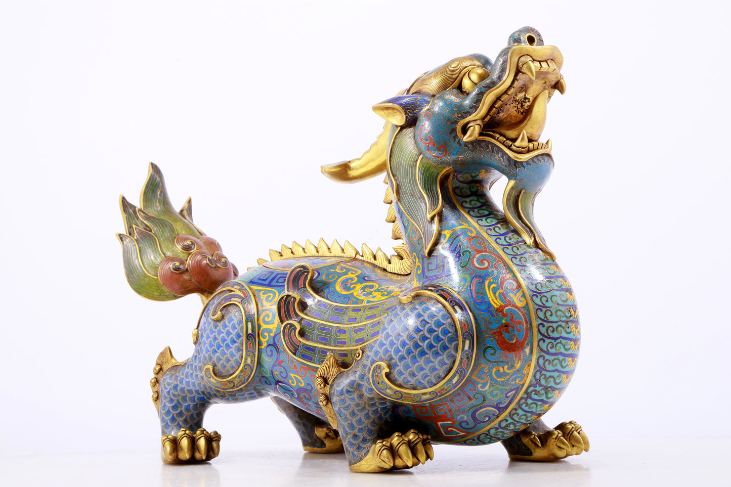 A pair of precious cloisonné unicorn ornaments