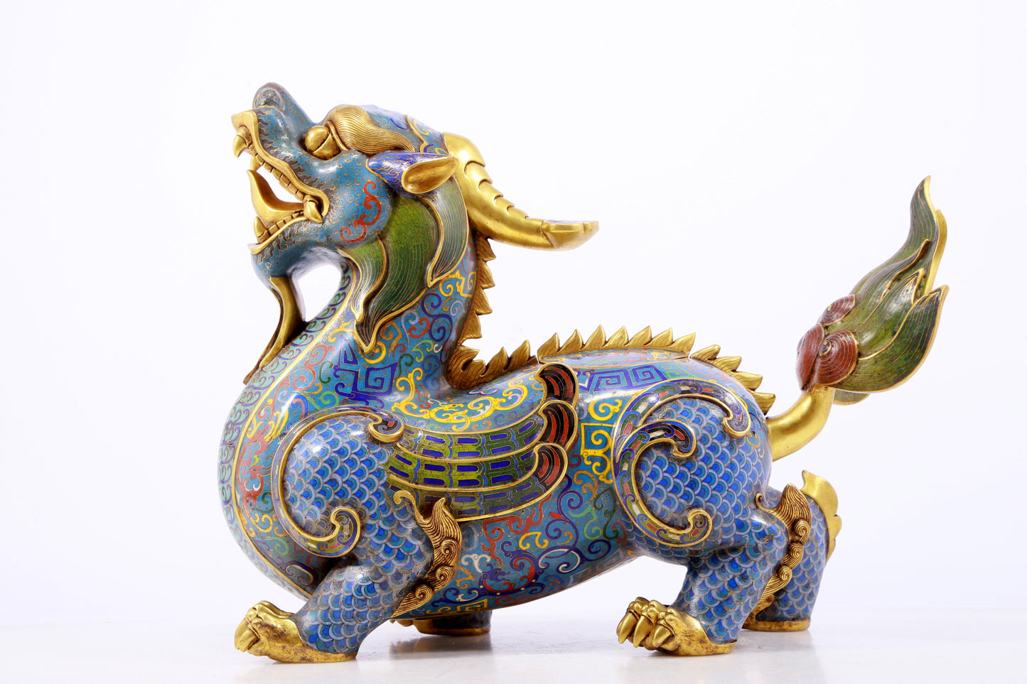 A pair of precious cloisonné unicorn ornaments