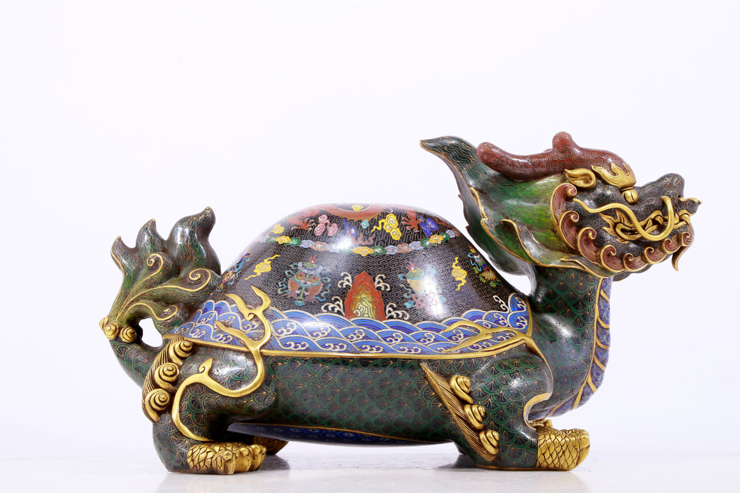 A precious cloisonne auspicious animal ornament