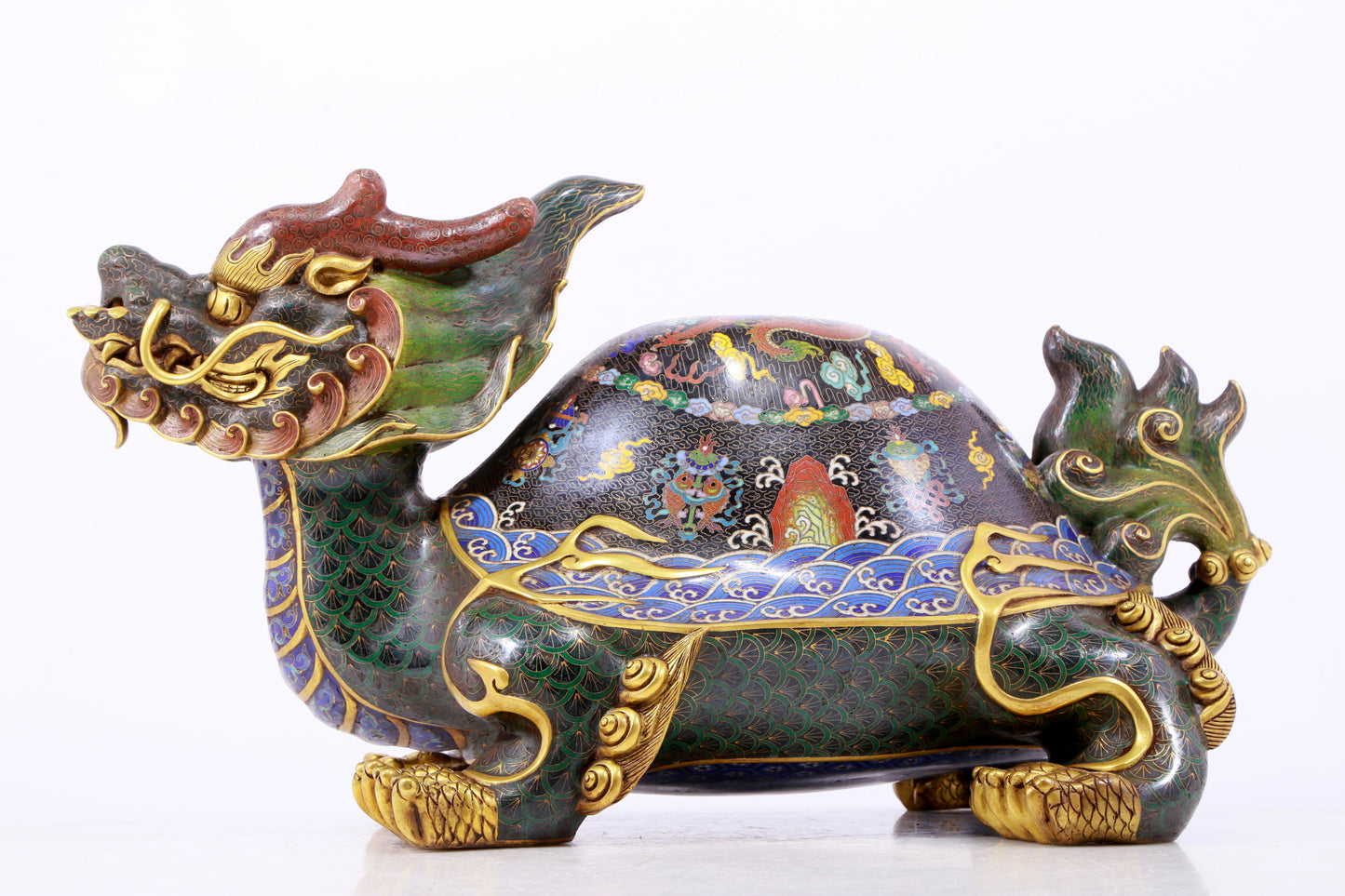 A precious cloisonne auspicious animal ornament