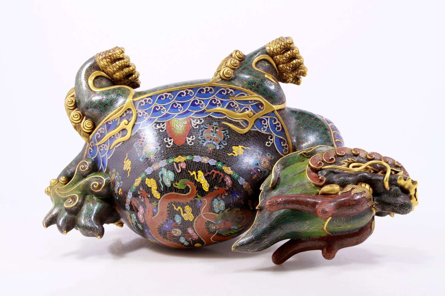 A precious cloisonne auspicious animal ornament