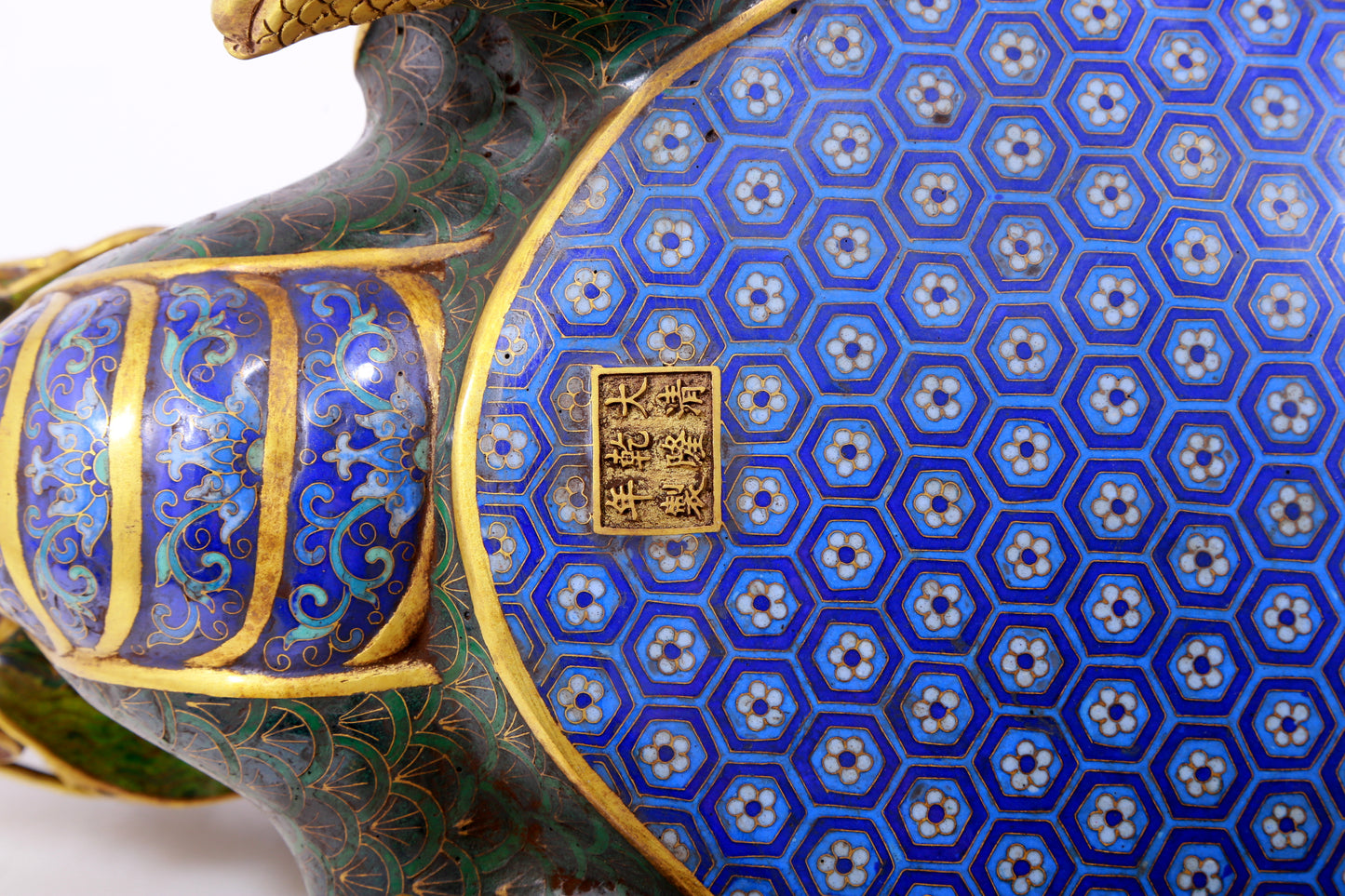 A precious cloisonne auspicious animal ornament