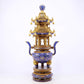 A stunning pair of cloisonné double-eared and tripod censers with twining lotus patterns