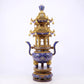 A stunning pair of cloisonné double-eared and tripod censers with twining lotus patterns