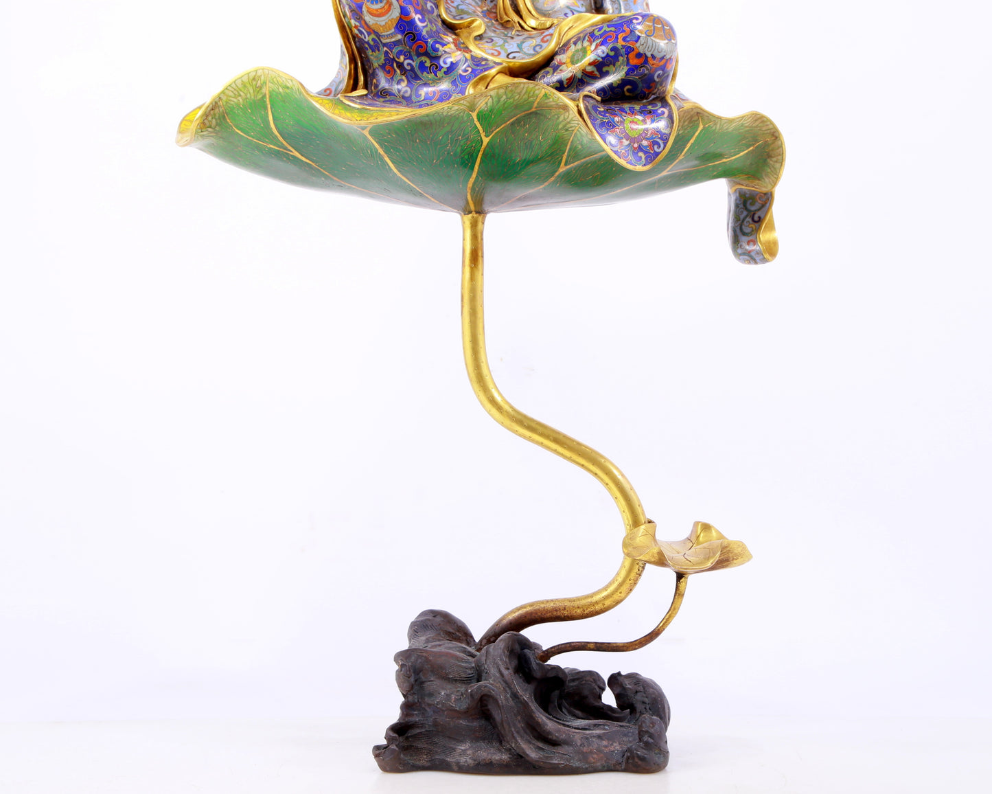 A serene cloisonné statue of Guanyin