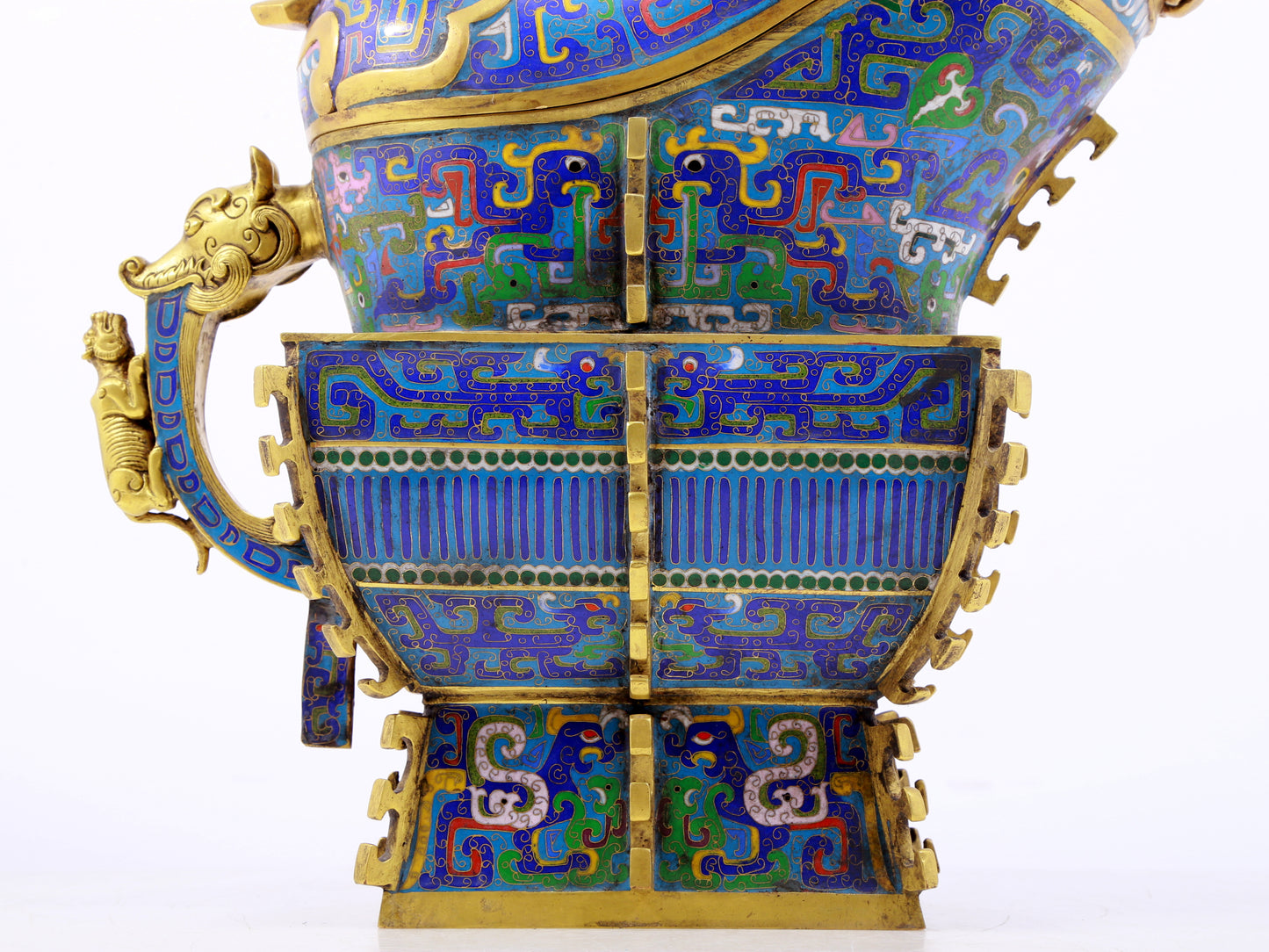 A rare cloisonné 'Lotus and dragon' ewer