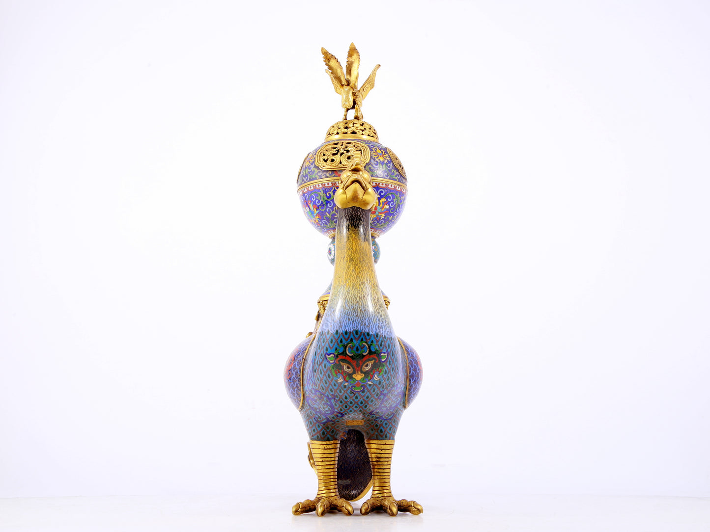 A rare cloisonné 'Lotus and phoenix' censer