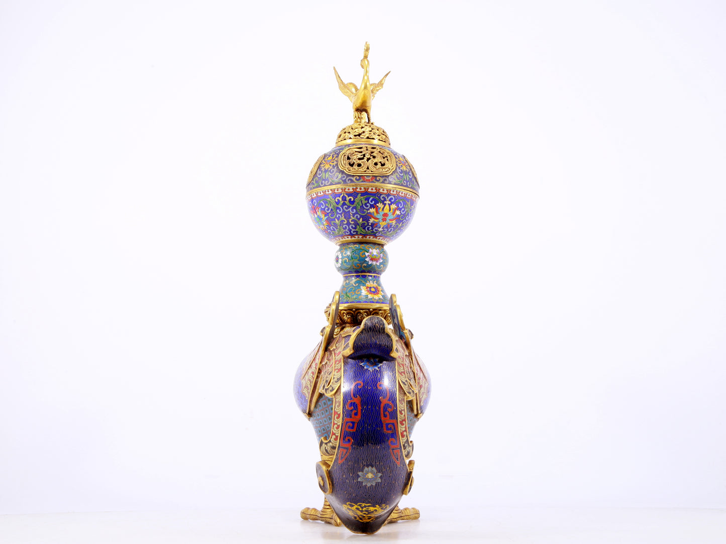 A rare cloisonné 'Lotus and phoenix' censer