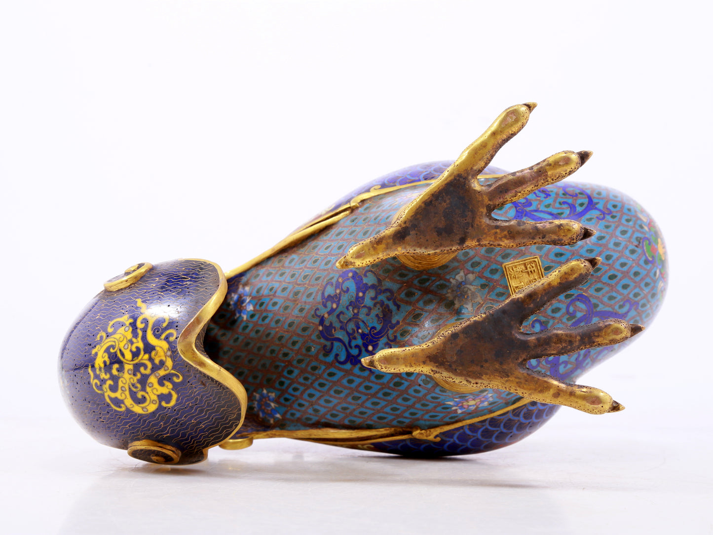 A rare cloisonné 'Lotus and phoenix' censer