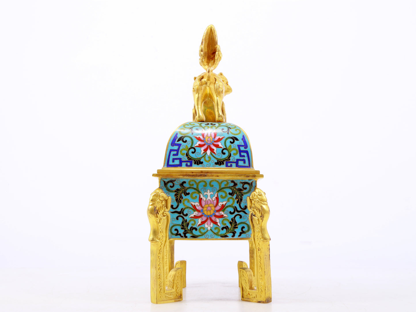 An exquisite cloisonne animal face stove