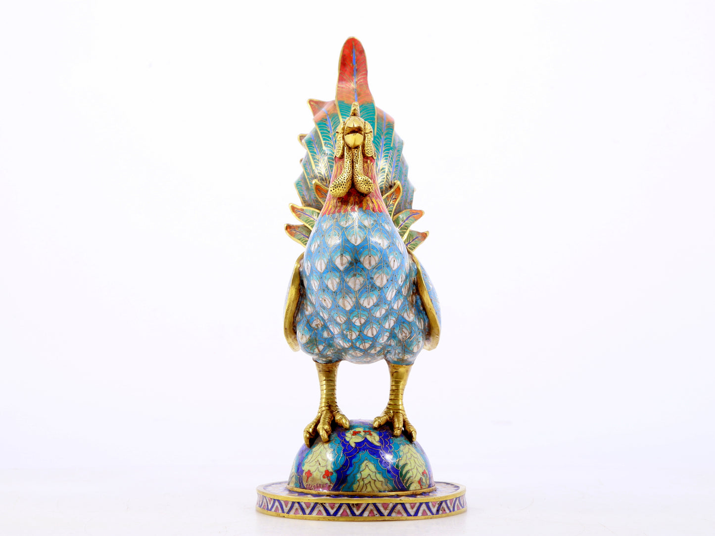 An exquisite cloisonné rooster ornament