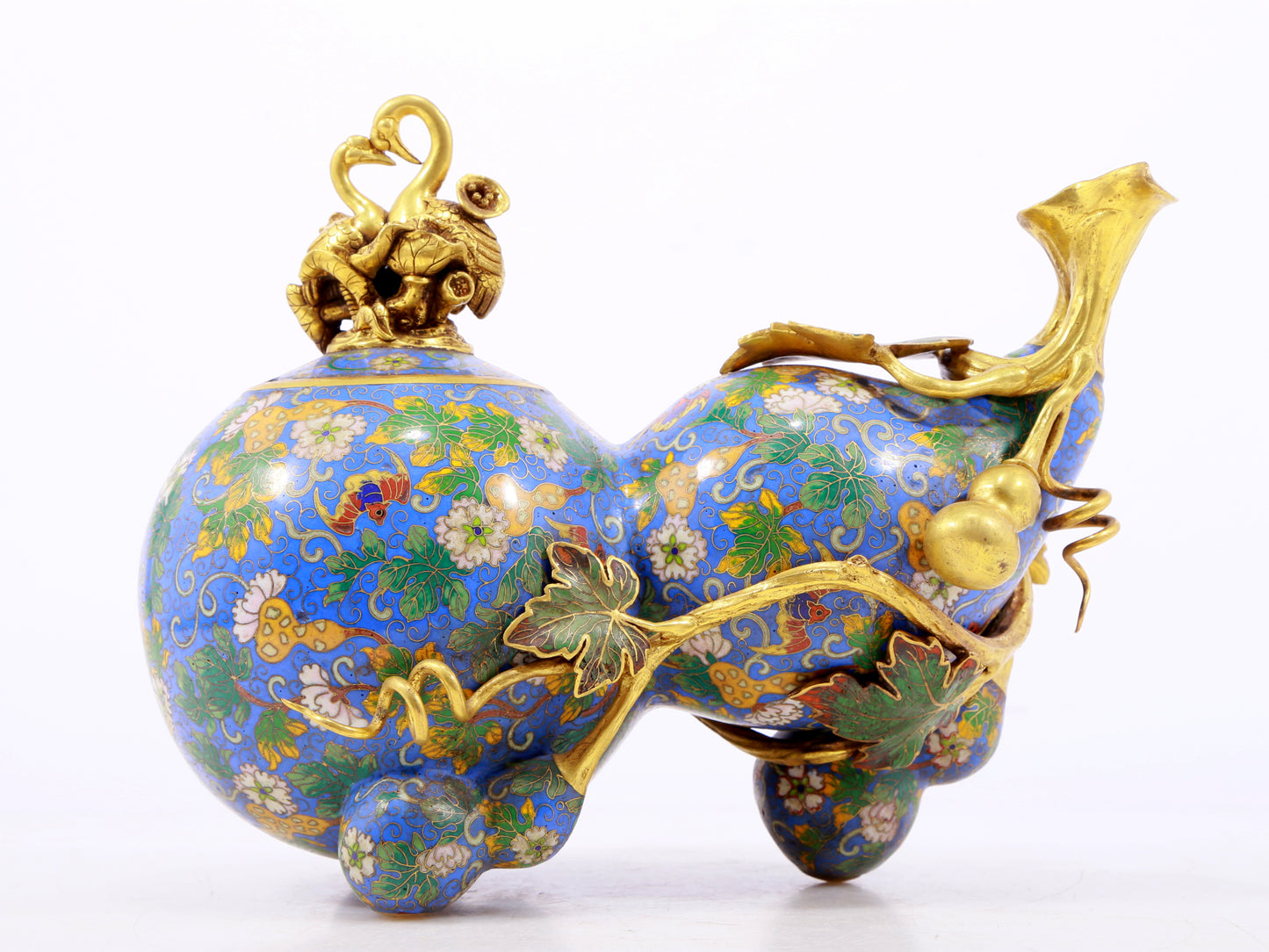 An exquisite cloisonné gourd vase