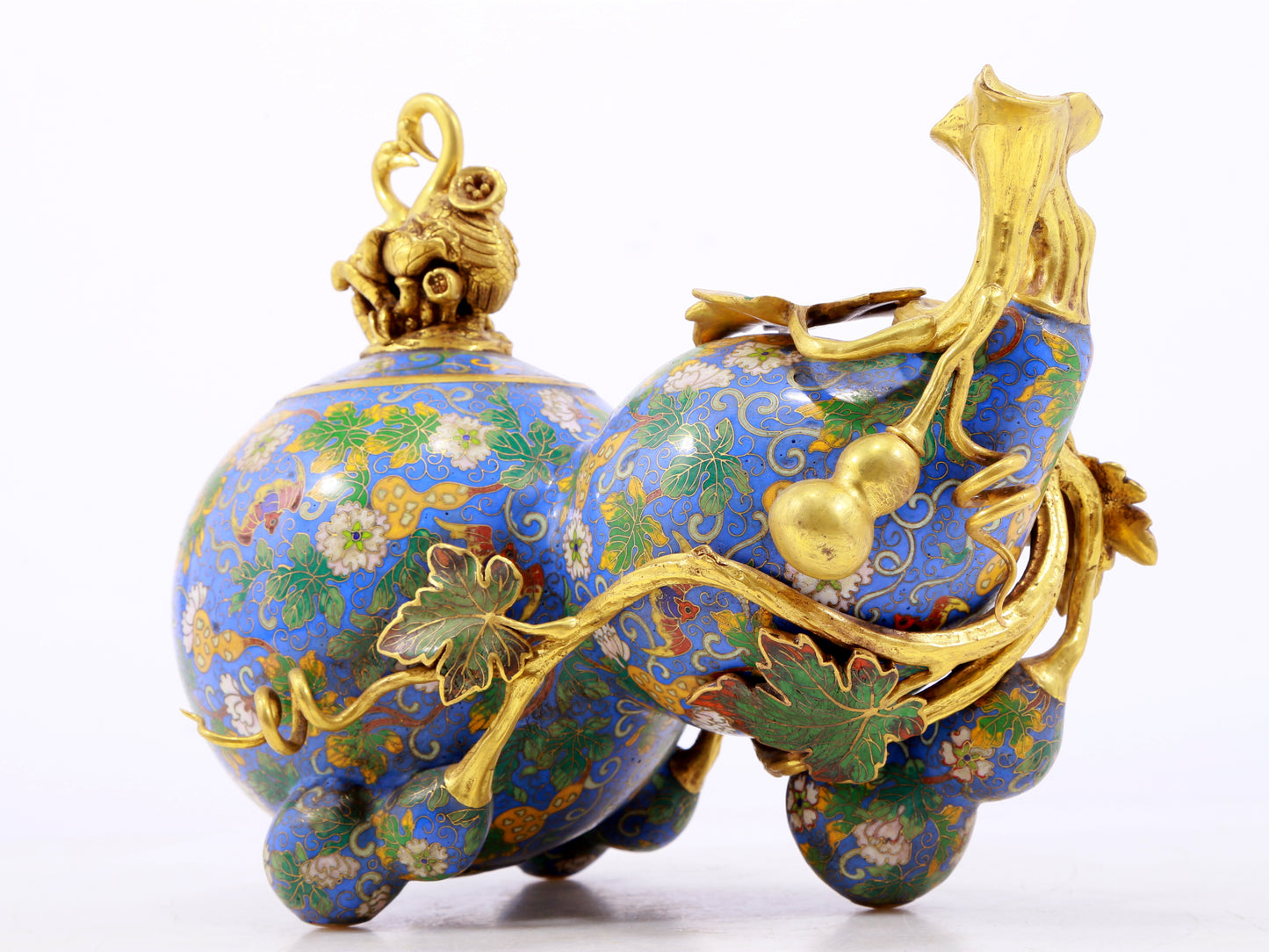 An exquisite cloisonné gourd vase