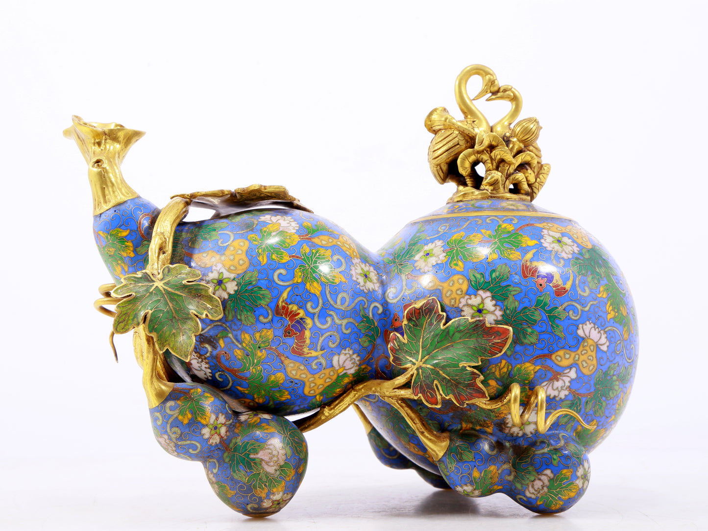 An exquisite cloisonné gourd vase