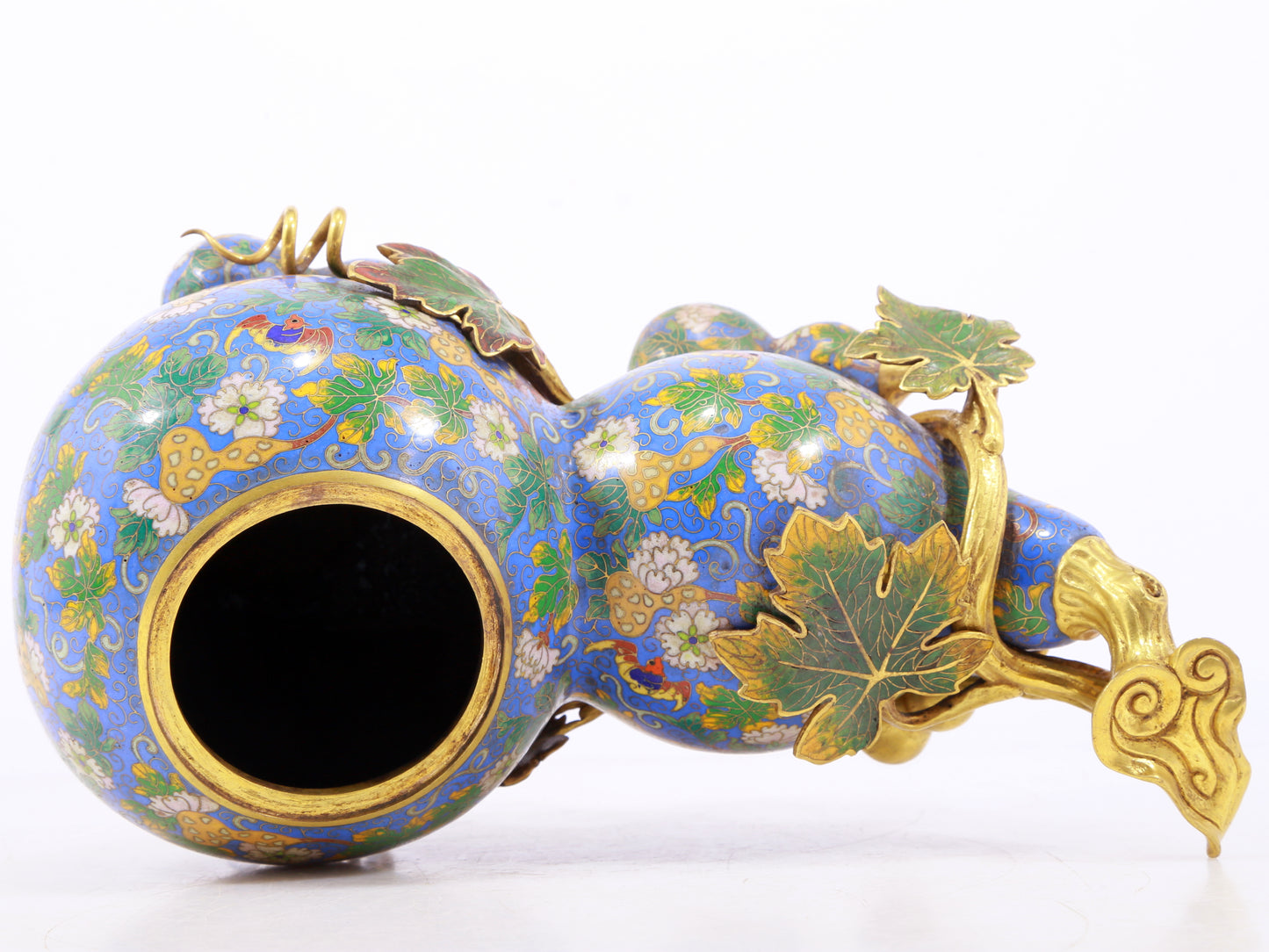 An exquisite cloisonné gourd vase