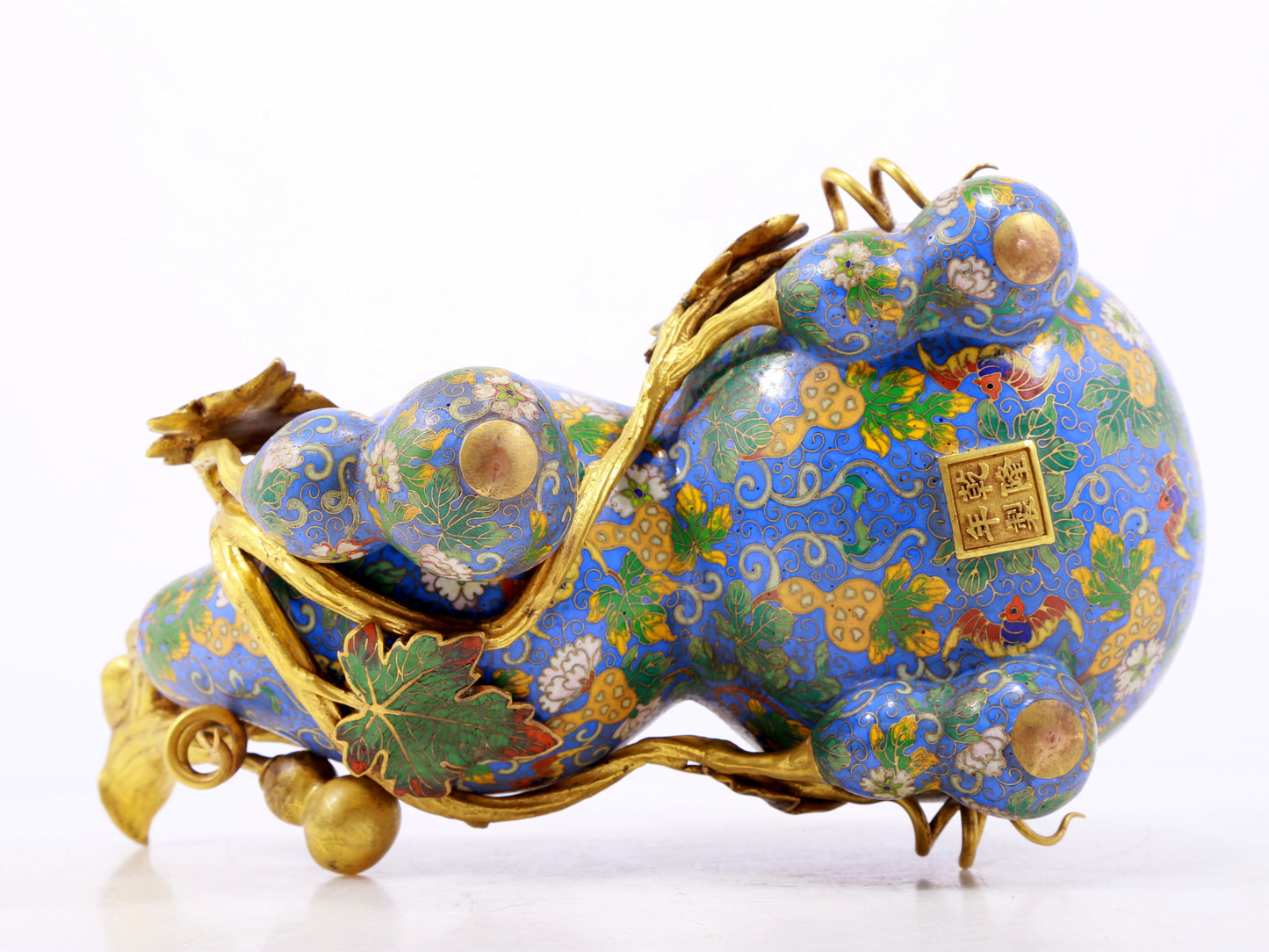 An exquisite cloisonné gourd vase