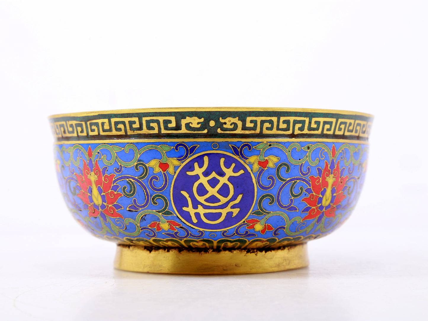 An exquisite cloisonné bowl with lotus pattern