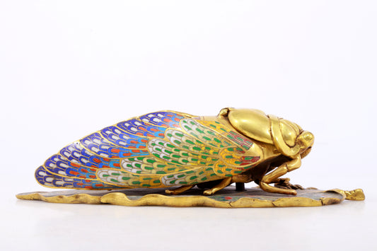 An exquisite cloisonne 'cicada' shaped box