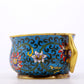 An exquisite cloisonné double-eared censer with twining lotus patterns