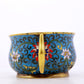 An exquisite cloisonné double-eared censer with twining lotus patterns