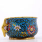 An exquisite cloisonné double-eared censer with twining lotus patterns