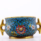 An exquisite cloisonné double-eared censer with twining lotus patterns