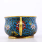 An exquisite cloisonné double-eared censer with twining lotus patterns