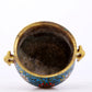 An exquisite cloisonné double-eared censer with twining lotus patterns