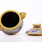 An exquisite cloisonné tangled lotus pattern double-eared censer with lid