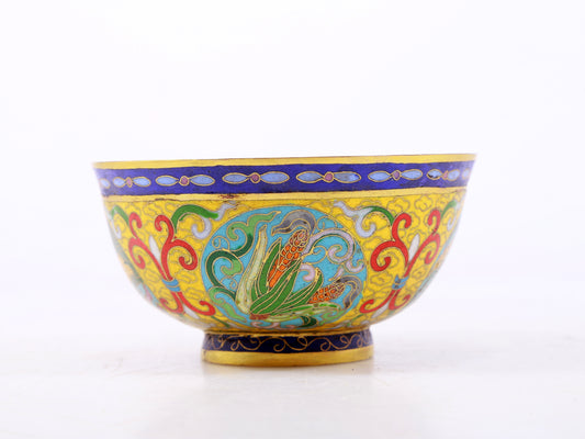 An exquisite cloisonne 'fruit and vegetable' pattern bowl