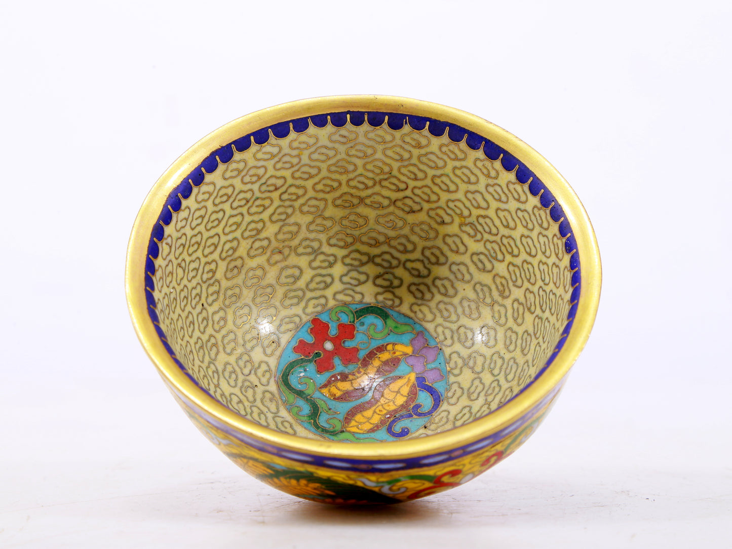 An exquisite cloisonne 'fruit and vegetable' pattern bowl