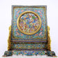 A rare cloisonné 'landscape and figures' table screen