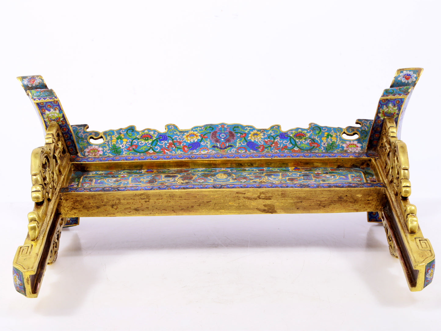 A rare cloisonné 'landscape and figures' table screen