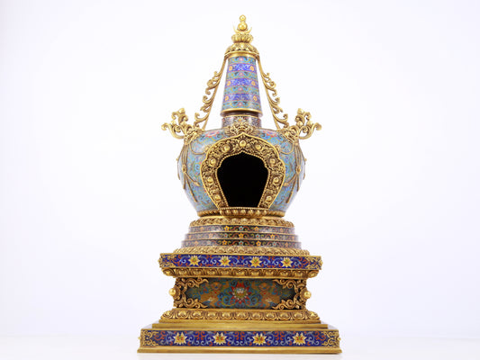 A rare cloisonné Buddhist niche with twining branches and lotus pattern