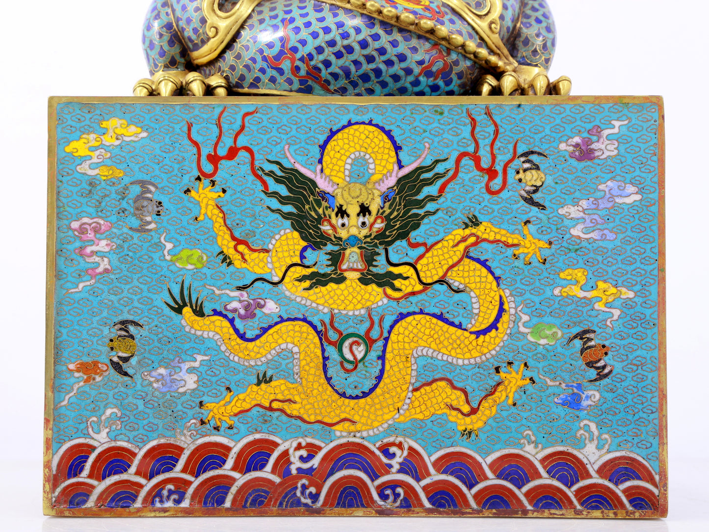 A perfect cloisonné 'Cloud and Dragon' seal