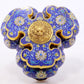 An exquisite cloisonné tangled lotus pattern two-eared tripod censer with lid