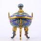 A fine cloisonné 'Lotus and animal mask' amphorae and tripod stove with lid