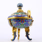 A fine cloisonné 'Lotus and animal mask' amphorae and tripod stove with lid