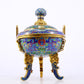 A fine cloisonné 'Lotus and animal mask' amphorae and tripod stove with lid