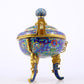 A fine cloisonné 'Lotus and animal mask' amphorae and tripod stove with lid