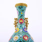 A pair of exquisite cloisonné phoenix-ear vases with entangled branches and lotus patterns