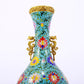 A pair of exquisite cloisonné phoenix-ear vases with entangled branches and lotus patterns