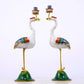 A pair of exquisite cloisonné crane-shaped candlesticks