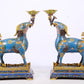 Pair of Exquisite Cloisonné Goat Candlesticks