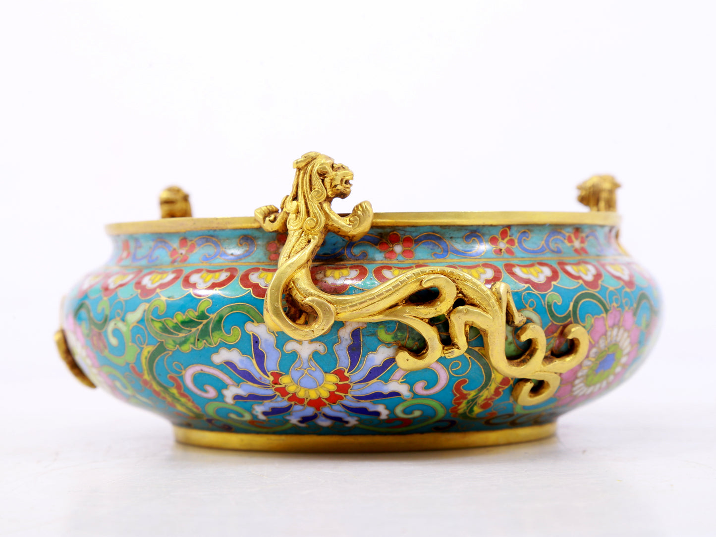 A fine cloisonné 'Lotus and Chilong' pattern brush washer