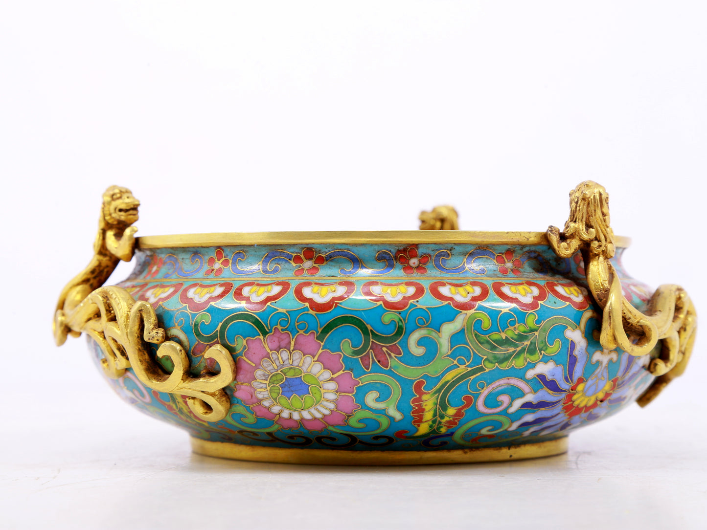 A fine cloisonné 'Lotus and Chilong' pattern brush washer